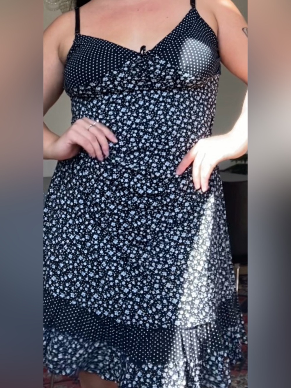 Black and white floral dress